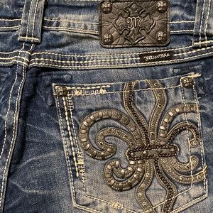 Blue jeans, very comfy, stretchy, inseam 30”, size 32, waist 17